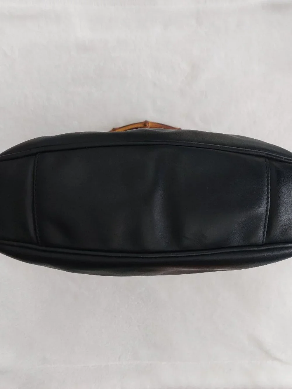 Vintage Gucci Tom Ford Scorched Bamboo Hobo Black Leather Handbag 001-1781-1638